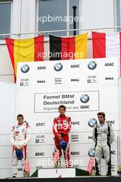 02.09.2007 Nürburg, Germany,  Podium: (middle) 1st Marco Wittmann (GER), Josef Kaufmann Racing; (left) 2nd Daniel Campos (ESP), Eifelland Racing and (right) 3rd Philipp Eng (AUT), ASL-Mücke Motorsport - Formula BMW Germany Championship 2007, Round 13 & 14, Nürburgring, 2nd Race - For further information and more images please register at www.formulabmw-images.com - This image is free for editorial use only. Please use for Copyright/Credit: c BMW AG