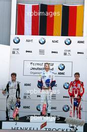 23.09.2007 Barcelona, Spain,  Podium, Jens Klingmann (GER), Eifelland Racing, Portrait (1st, center), Philipp Eng (AUT), ASL-Mücke Motorsport, Portrait (2nd, left), Marco Wittmann (GER), Josef Kaufmann Racing, Portrait (3rd, right) - Formula BMW Germany Championship 2007, Round 15 & 16, Circuit de Catalunya, 2nd Race - For further information and more images please register at www.formulabmw-images.com - This image is free for editorial use only. Please use for Copyright/Credit: c BMW AG