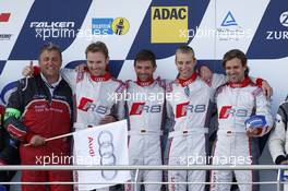 Winner Christopher Haase, Christian Mamerow, René Rast, Markus Winkelhock #4 Phoenix Racing Audi R8 LMS ultra 22.06.2014. ADAC Zurich 24 Hours, Nurburgring, Race, Germany