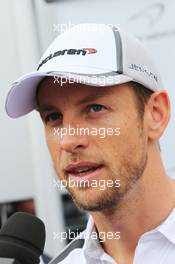 Jenson Button (GBR) McLaren with the media. 19.06.2014. Formula 1 World Championship, Rd 8, Austrian Grand Prix, Spielberg, Austria, Preparation Day.