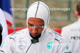 Lewis Hamilton (GBR) Mercedes AMG F1 on the grid. 24.08.2014. Formula 1 World Championship, Rd 12, Belgian Grand Prix, Spa Francorchamps, Belgium, Race Day.