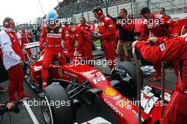 Fernando Alonso (ESP) Ferrari F14-T on the grid. 24.08.2014. Formula 1 World Championship, Rd 12, Belgian Grand Prix, Spa Francorchamps, Belgium, Race Day.