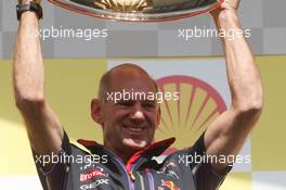 Adrian Newey (GBR) Red Bull Racing Chief Technical Officer celebrates on the podium. 24.08.2014. Formula 1 World Championship, Rd 12, Belgian Grand Prix, Spa Francorchamps, Belgium, Race Day.