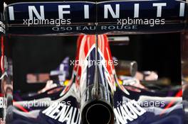Red Bull Racing RB10 rear wing detail. 24.08.2014. Formula 1 World Championship, Rd 12, Belgian Grand Prix, Spa Francorchamps, Belgium, Race Day.