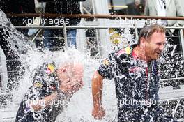 (L to R): Adrian Newey (GBR) Red Bull Racing Chief Technical Officer and Christian Horner (GBR) Red Bull Racing Team Principal take part in the ALS ice bucket challenge. 23.08.2014. Formula 1 World Championship, Rd 12, Belgian Grand Prix, Spa Francorchamps, Belgium, Qualifying Day.