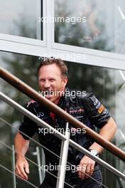 Christian Horner (GBR) Red Bull Racing Team Principal takes part in the ALS ice bucket challenge. 23.08.2014. Formula 1 World Championship, Rd 12, Belgian Grand Prix, Spa Francorchamps, Belgium, Qualifying Day.