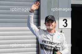 Nico Rosberg (GER) Mercedes AMG F1 celebrates his pole position in parc ferme. 23.08.2014. Formula 1 World Championship, Rd 12, Belgian Grand Prix, Spa Francorchamps, Belgium, Qualifying Day.