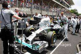 Nico Rosberg (GER) Mercedes AMG F1 W05 on the grid. 09.11.2014. Formula 1 World Championship, Rd 18, Brazilian Grand Prix, Sao Paulo, Brazil, Race Day.