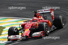 Kimi Raikkonen (FIN) Ferrari F14-T. 09.11.2014. Formula 1 World Championship, Rd 18, Brazilian Grand Prix, Sao Paulo, Brazil, Race Day.