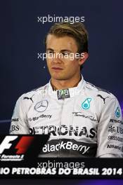 Nico Rosberg (GER) Mercedes AMG F1 in the FIA Press Conference. 08.11.2014. Formula 1 World Championship, Rd 18, Brazilian Grand Prix, Sao Paulo, Brazil, Qualifying Day.