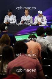 Post qualifying FIA Press Conference (L to R): Felipe Massa (BRA) Williams, third; Nico Rosberg (GER) Mercedes AMG F1, pole position; Lewis Hamilton (GBR) Mercedes AMG F1, second. 08.11.2014. Formula 1 World Championship, Rd 18, Brazilian Grand Prix, Sao Paulo, Brazil, Qualifying Day.