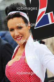 A grid girl. 06.07.2014. Formula 1 World Championship, Rd 9, British Grand Prix, Silverstone, England, Race Day.