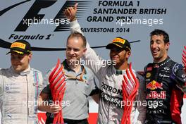 Valtteri Bottas (FIN), Williams F1 Team, Lewis Hamilton (GBR), Mercedes AMG F1 Team Daniel Ricciardo (AUS), Red Bull Racing  06.07.2014. Formula 1 World Championship, Rd 9, British Grand Prix, Silverstone, England, Race Day.