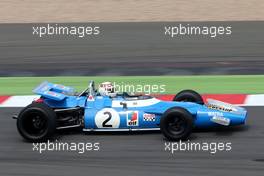 Jackie Stewart (SCO) drives the Matra MS80 06.07.2014. Formula 1 World Championship, Rd 9, British Grand Prix, Silverstone, England, Race Day.