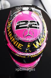 A special pink helmet for Jenson Button (GBR) McLaren, in memory of his late father John Button (GBR). 03.07.2014. Formula 1 World Championship, Rd 9, British Grand Prix, Silverstone, England, Preparation Day.