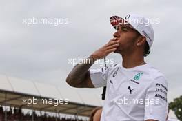 Lewis Hamilton (GBR) Mercedes AMG F1 blows a kiss to the fans. 03.07.2014. Formula 1 World Championship, Rd 9, British Grand Prix, Silverstone, England, Preparation Day.