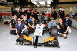 The Kaiser Chiefs with the Sahara Force India F1 Team. 03.07.2014. Formula 1 World Championship, Rd 9, British Grand Prix, Silverstone, England, Preparation Day.