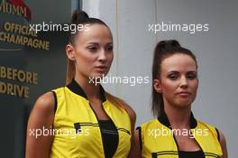 Grid girls on the podium. 27.07.2014. Formula 1 World Championship, Rd 11, Hungarian Grand Prix, Budapest, Hungary, Race Day.