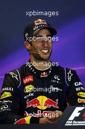 Race winner Daniel Ricciardo (AUS) Red Bull Racing in the FIA Press Conference. 27.07.2014. Formula 1 World Championship, Rd 11, Hungarian Grand Prix, Budapest, Hungary, Race Day.