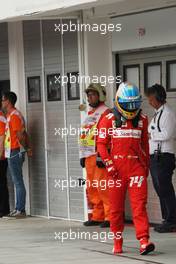 Fernando Alonso (ESP) Ferrari in qualifying parc ferme. 26.07.2014. Formula 1 World Championship, Rd 11, Hungarian Grand Prix, Budapest, Hungary, Qualifying Day.