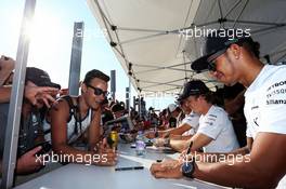 Lewis Hamilton (GBR) Mercedes AMG F1 signs autographs for the fans. 24.07.2014. Formula 1 World Championship, Rd 11, Hungarian Grand Prix, Budapest, Hungary, Preparation Day.