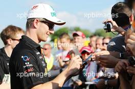 Nico Hulkenberg (GER) Sahara Force India F1 signs autographs for the fans. 24.07.2014. Formula 1 World Championship, Rd 11, Hungarian Grand Prix, Budapest, Hungary, Preparation Day.