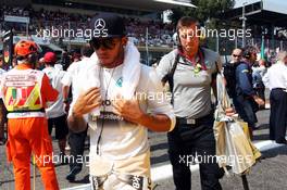 Lewis Hamilton (GBR) Mercedes AMG F1 on the grid. 07.09.2014. Formula 1 World Championship, Rd 13, Italian Grand Prix, Monza, Italy, Race Day.