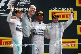 Lewis Hamilton (GBR) Mercedes AMG F1 1st place 2nd place Nico Rosberg (GER) Mercedes AMG F1 W05 and 3rd place Felipe Massa (BRA) Williams. 07.09.2014. Formula 1 World Championship, Rd 13, Italian Grand Prix, Monza, Italy, Race Day.
