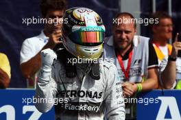 Race winner Lewis Hamilton (GBR) Mercedes AMG F1 celebrates in parc ferme. 07.09.2014. Formula 1 World Championship, Rd 13, Italian Grand Prix, Monza, Italy, Race Day.