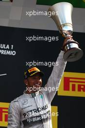 1st place Lewis Hamilton (GBR) Mercedes AMG F1. 07.09.2014. Formula 1 World Championship, Rd 13, Italian Grand Prix, Monza, Italy, Race Day.