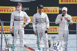 The podium (L to R): Nico Rosberg (GER) Mercedes AMG F1, second; Lewis Hamilton (GBR) Mercedes AMG F1, race winner; Felipe Massa (BRA) Williams, third. 07.09.2014. Formula 1 World Championship, Rd 13, Italian Grand Prix, Monza, Italy, Race Day.