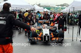 Nico Hulkenberg (GER) Sahara Force India F1 VJM07 on the grid. 05.10.2014. Formula 1 World Championship, Rd 15, Japanese Grand Prix, Suzuka, Japan, Race Day.