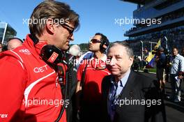 Graeme Lowdon (GBR) Marussia F1 Team Chief Executive Officer and Jean Todt (FRA) FIA President. 12.10.2014. Formula 1 World Championship, Rd 16, Russian Grand Prix, Sochi Autodrom, Sochi, Russia, Race Day.