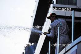 Nico Rosberg (GER) Mercedes AMG F1 celebrates his second position on the podium. 12.10.2014. Formula 1 World Championship, Rd 16, Russian Grand Prix, Sochi Autodrom, Sochi, Russia, Race Day.