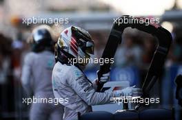 Race winner Lewis Hamilton (GBR) Mercedes AMG F1 W05 in parc ferme. 12.10.2014. Formula 1 World Championship, Rd 16, Russian Grand Prix, Sochi Autodrom, Sochi, Russia, Race Day.