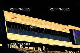 Sochi Autodrom grandstand at sunset. 11.10.2014. Formula 1 World Championship, Rd 16, Russian Grand Prix, Sochi Autodrom, Sochi, Russia, Qualifying Day.