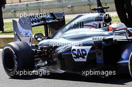 Kevin Magnussen (DEN) McLaren MP4-29 rear suspension detail. 09.07.2014. Formula One Testing, Silverstone, England, Wednesday.