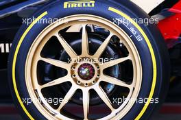 The Lotus F1 E22 running new 18 inch Pirelli tyres and rims. 09.07.2014. Formula One Testing, Silverstone, England, Wednesday.