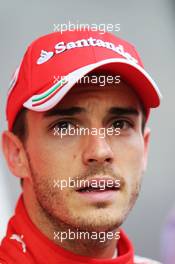 Jules Bianchi (FRA) Ferrari Test Driver with the media. 09.07.2014. Formula One Testing, Silverstone, England, Wednesday.