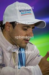 Felipe Massa (BRA) Williams in the FIA Press Conference. 23.11.2014. Formula 1 World Championship, Rd 19, Abu Dhabi Grand Prix, Yas Marina Circuit, Abu Dhabi, Race Day.