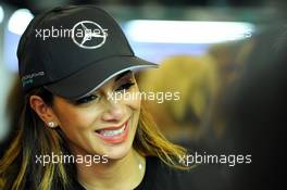 Nicole Scherzinger (USA) Singer, girlfriend of Lewis Hamilton (GBR) Mercedes AMG F1. 23.11.2014. Formula 1 World Championship, Rd 19, Abu Dhabi Grand Prix, Yas Marina Circuit, Abu Dhabi, Race Day.