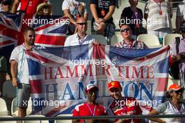 Fans of Lewis Hamilton (GBR) Mercedes AMG F1. 23.11.2014. Formula 1 World Championship, Rd 19, Abu Dhabi Grand Prix, Yas Marina Circuit, Abu Dhabi, Race Day.