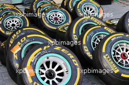 Pirelli tyres. 25.11.2014. Formula 1 Testing, Day One, Yas Marina Circuit, Abu Dhabi, Tuesday.