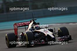 Max Verstappen (NLD) Scuderia Toro Rosso STR9 Test Driver. 25.11.2014. Formula 1 Testing, Day One, Yas Marina Circuit, Abu Dhabi, Tuesday.