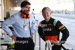 Spike Goddard (AUS) Sahara Force India F1 Team Test Driver (Right). 26.11.2014. Formula 1 Testing, Day Two, Yas Marina Circuit, Abu Dhabi, Wednesday.