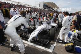 Valtteri Bottas (FIN) Williams FW36 on the grid. 02.11.2014. Formula 1 World Championship, Rd 17, United States Grand Prix, Austin, Texas, USA, Race Day.