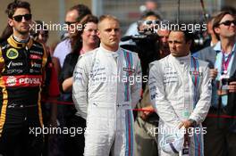 (L to R): Valtteri Bottas (FIN) Williams with team mate Felipe Massa (BRA) Williams on the grid. 02.11.2014. Formula 1 World Championship, Rd 17, United States Grand Prix, Austin, Texas, USA, Race Day.
