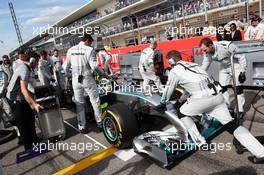 Lewis Hamilton (GBR) Mercedes AMG F1 W05 on the grid. 02.11.2014. Formula 1 World Championship, Rd 17, United States Grand Prix, Austin, Texas, USA, Race Day.