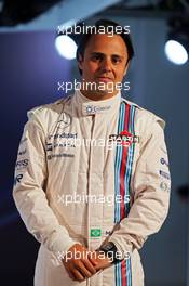 Felipe Massa (BRA) Williams, with Martini livery on his race suit. 06.03.2014. Formula One Launch, Williams FW36 Official Unveiling, London, England.