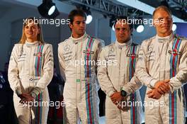 The Williams FW36 with Martini livery is unveiled. (L to R): Susie Wolff (GBR) Williams Development Driver; Felipe Nasr (BRA) Williams Test and Reserve Driver; Felipe Massa (BRA) Williams; Valtteri Bottas (FIN) Williams. 06.03.2014. Formula One Launch, Williams FW36 Official Unveiling, London, England.